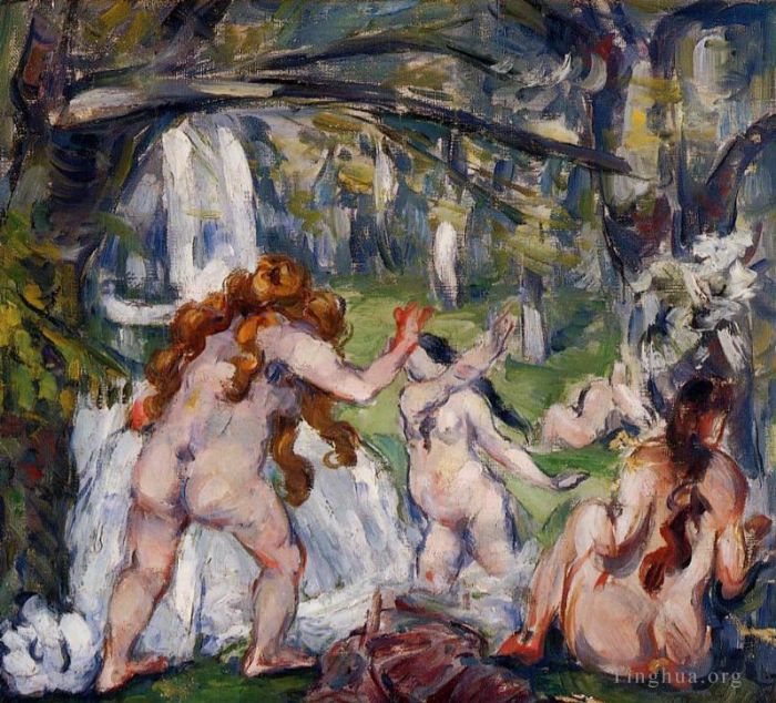 Paul Cézanne Peinture à l'huile - Trois baigneurs