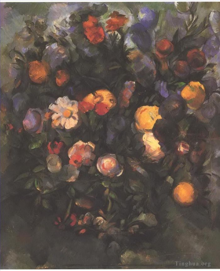 Paul Cézanne Peinture à l'huile - Vase de fleurs