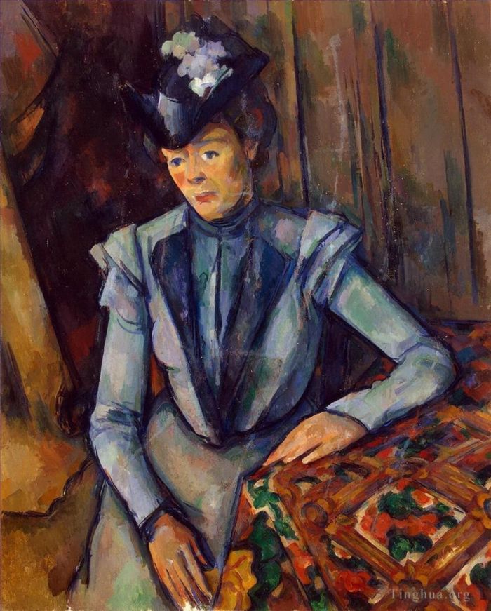 Paul Cézanne Peinture à l'huile - Femme en bleu Madame Cézanne