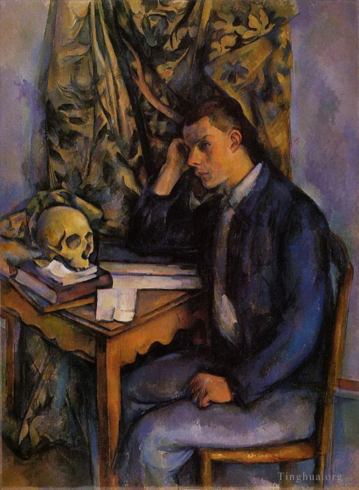 Paul Cézanne Peinture à l'huile - Jeune homme et crâne