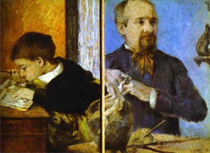 Paul Gauguin Peinture à l'huile - Aube le sculpteur et son fils