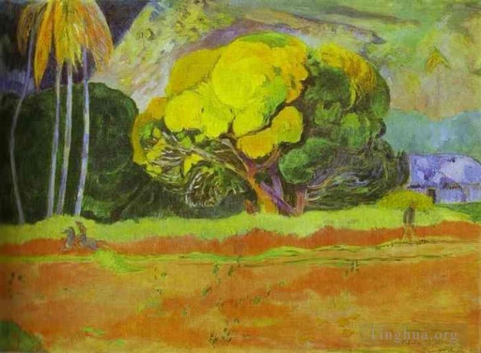 Paul Gauguin Peinture à l'huile - Fatata te moua Au pied d'une montagne