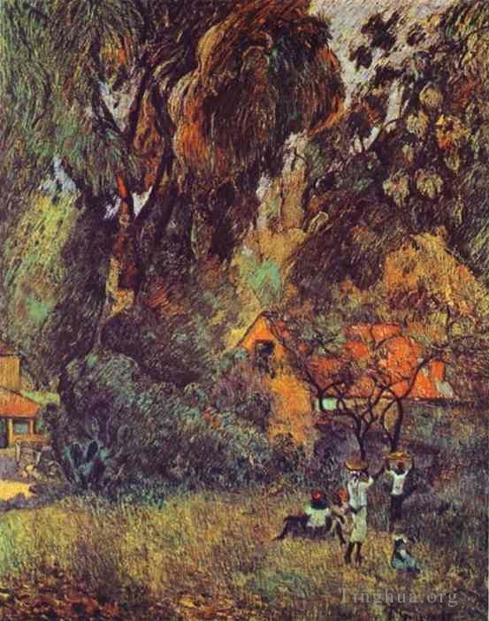 Paul Gauguin Peinture à l'huile - Cabanes sous les arbres