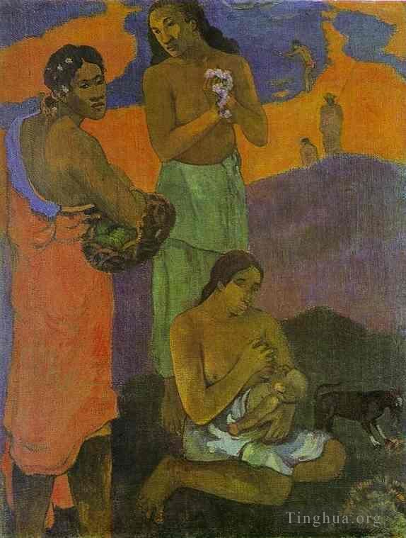 Paul Gauguin Peinture à l'huile - Femmes mères sur le rivage