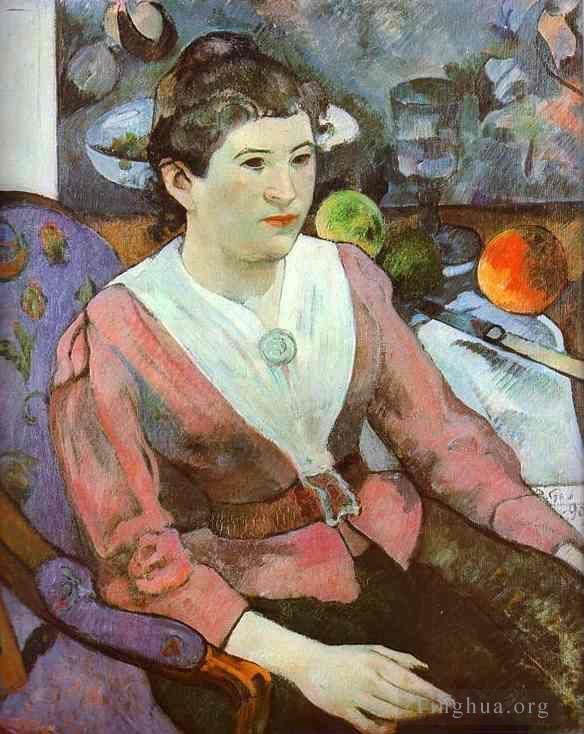 Paul Gauguin Peinture à l'huile - Portrait de femme avec nature morte de Cézanne