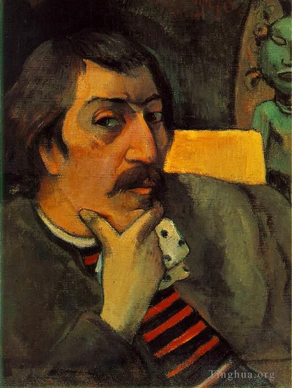 Paul Gauguin Peinture à l'huile - Portrait de l'artiste à l'idole
