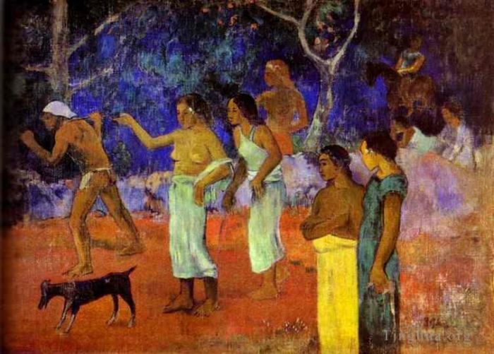 Paul Gauguin Peinture à l'huile - Scènes de la vie tahitienne