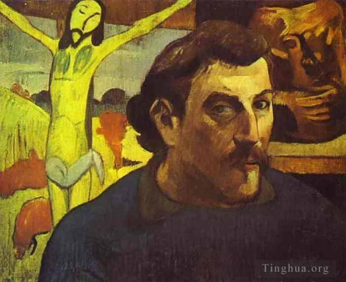 Paul Gauguin Peinture à l'huile - Portrait de l'artiste au Christ jaune