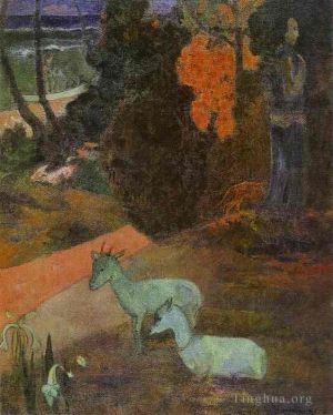 Paul Gauguin œuvres - Tarari maruru Paysage avec deux chèvres