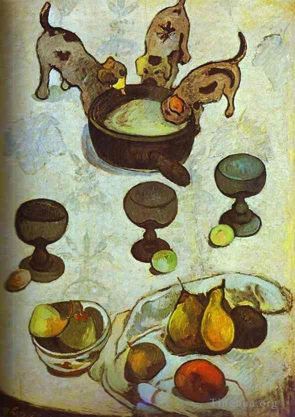 Paul Gauguin Types de peintures - Nature morte avec trois chiots1