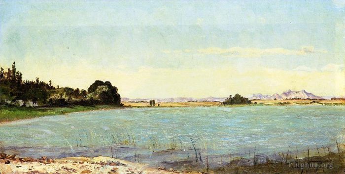 Paul Camille Guigou Peinture à l'huile - Un lac dans le sud de la France