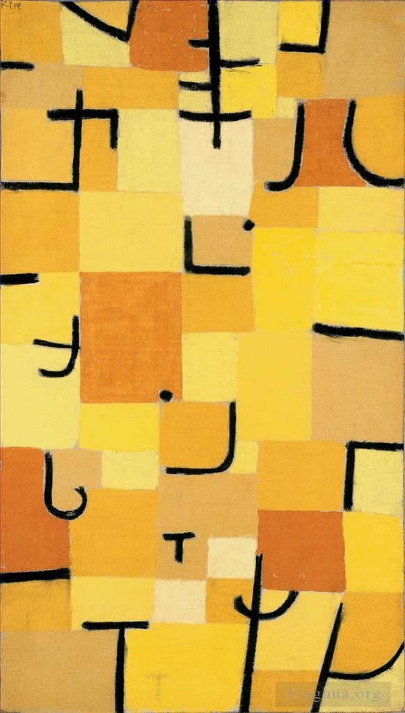 Paul Klee Peinture à l'huile - Personnages en jaune