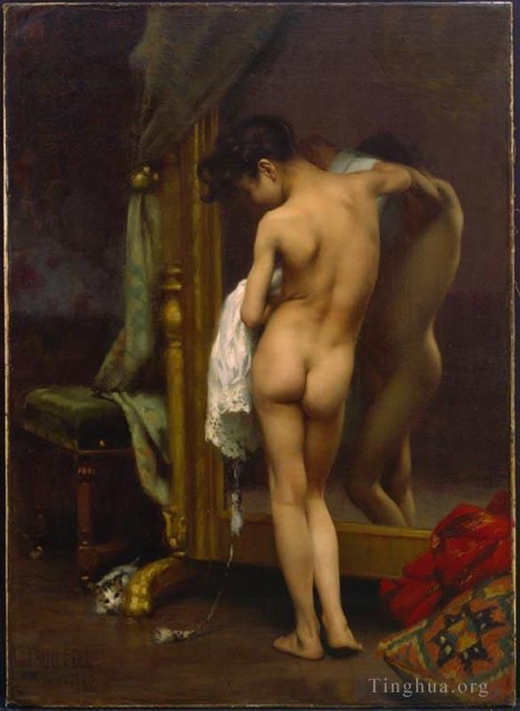 Paul Peel Peinture à l'huile - Une baigneuse vénitienne peintre nu Paul Peel