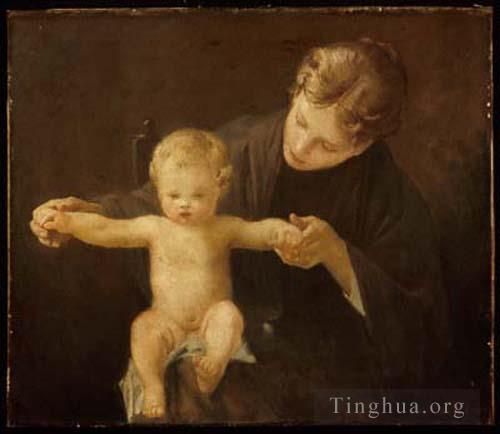 Paul Peel Peinture à l'huile - Mère et enfant 1888