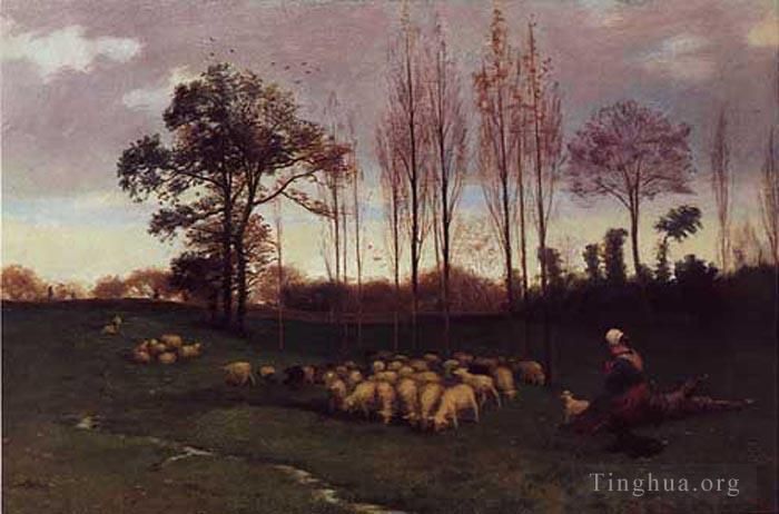 Paul Peel Peinture à l'huile - Retour du troupeau 1883