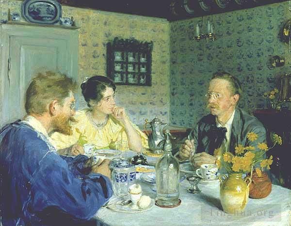 Peder Severin Kroyer Peinture à l'huile - Almuerzo avec Otto Benzon
