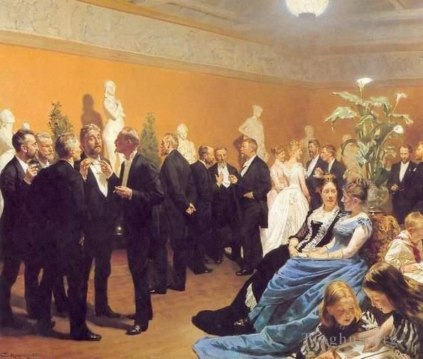 Peder Severin Kroyer Peinture à l'huile - Rencontre au musée 1888