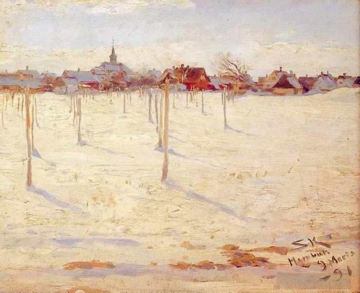 Peder Severin Kroyer Peinture à l'huile - Hornbaek en hiver 1891