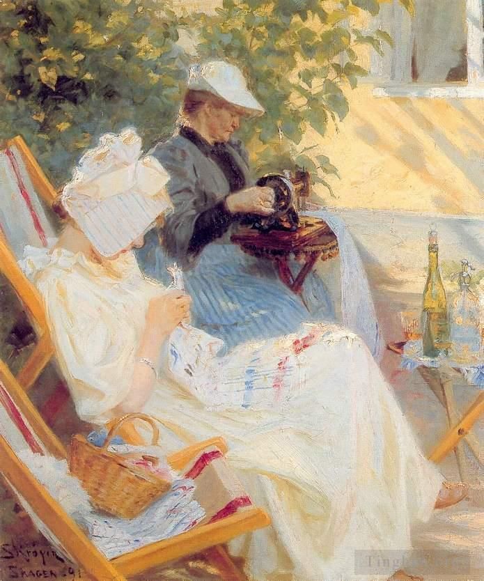Peder Severin Kroyer Peinture à l'huile - Marie et sa mère dans le jardin 1891