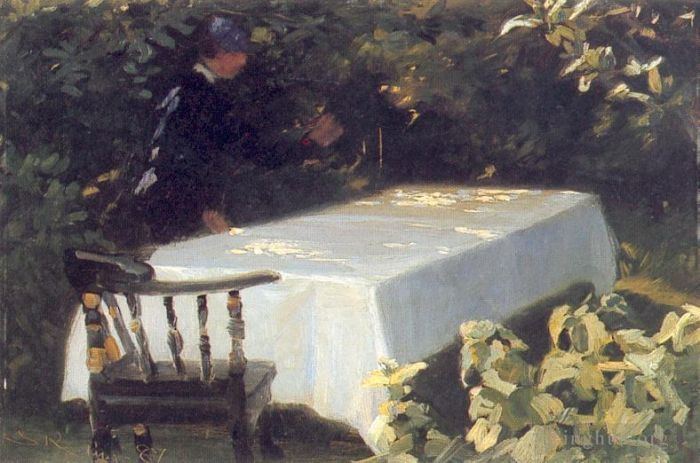 Peder Severin Kroyer Peinture à l'huile - Table dans le jardin 1887