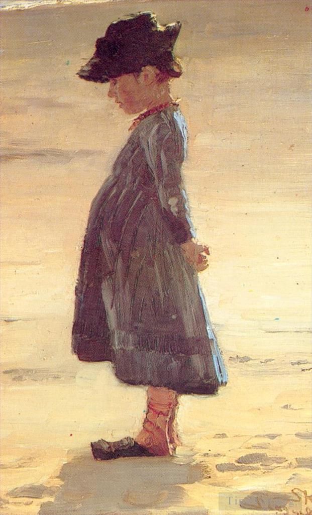 Peder Severin Kroyer Peinture à l'huile - Nina sur la plage 1884