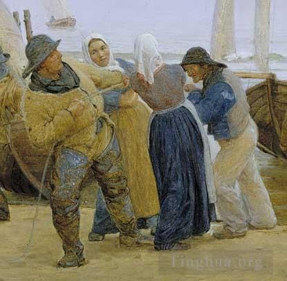 Peder Severin Kroyer Peinture à l'huile - Pêcheurs de Hornbaek 1875