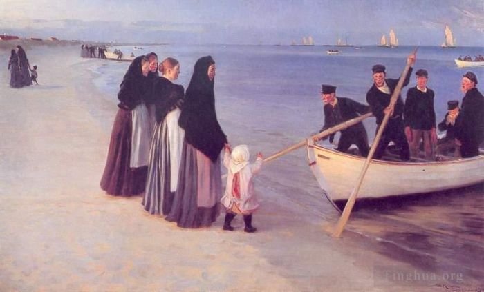 Peder Severin Kroyer Peinture à l'huile - Pêcheurs à Skagen 1894
