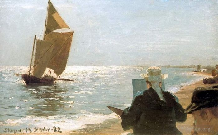 Peder Severin Kroyer Peinture à l'huile - Peintres sur la plage 1892