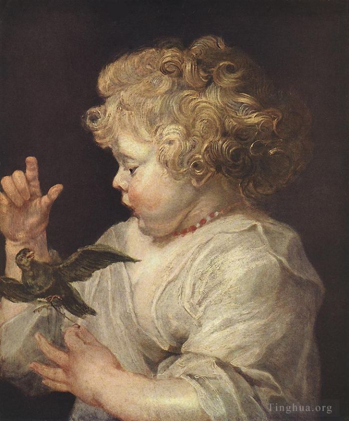 Pierre Paul Rubens Peinture à l'huile - Garçon avec oiseau