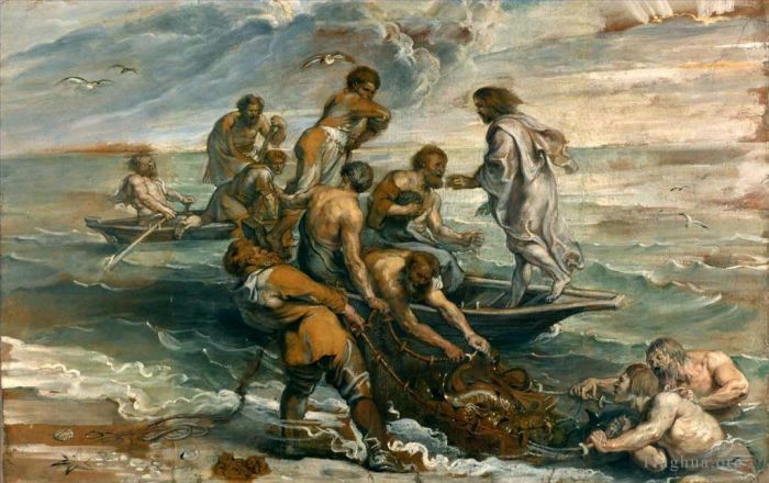 Pierre Paul Rubens Peinture à l'huile - Pêche miraculeuse