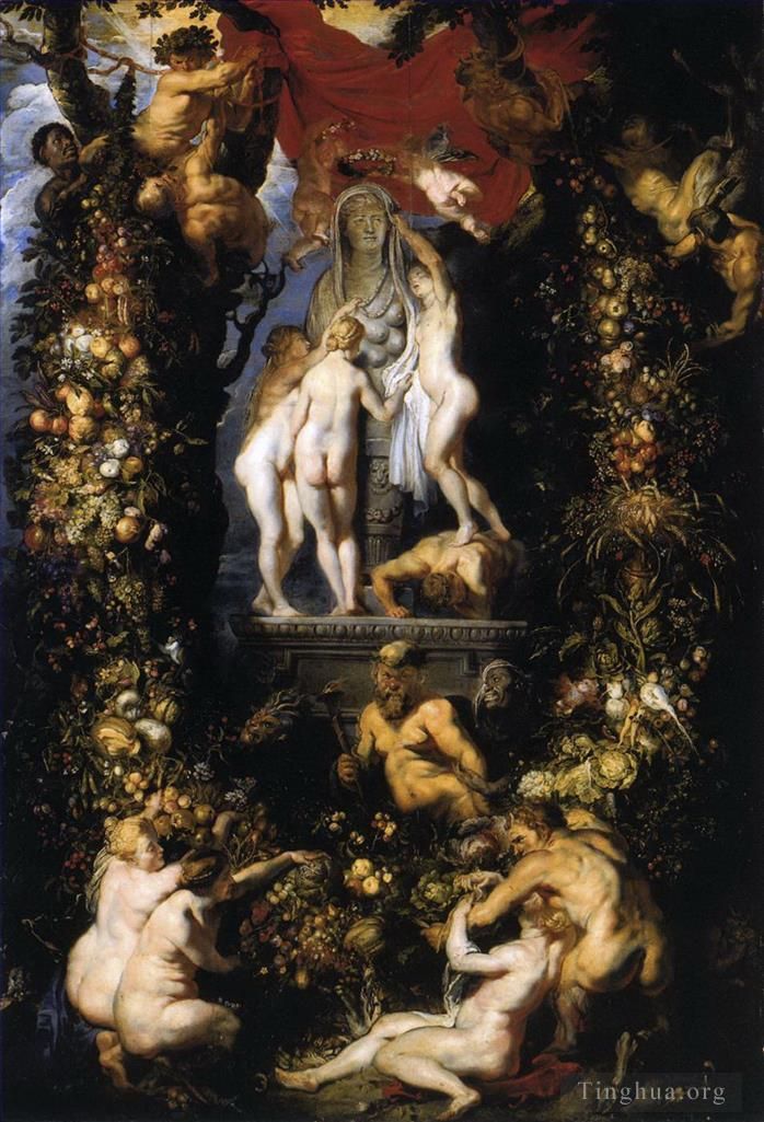 Pierre Paul Rubens Peinture à l'huile - La nature ornant les trois grâces