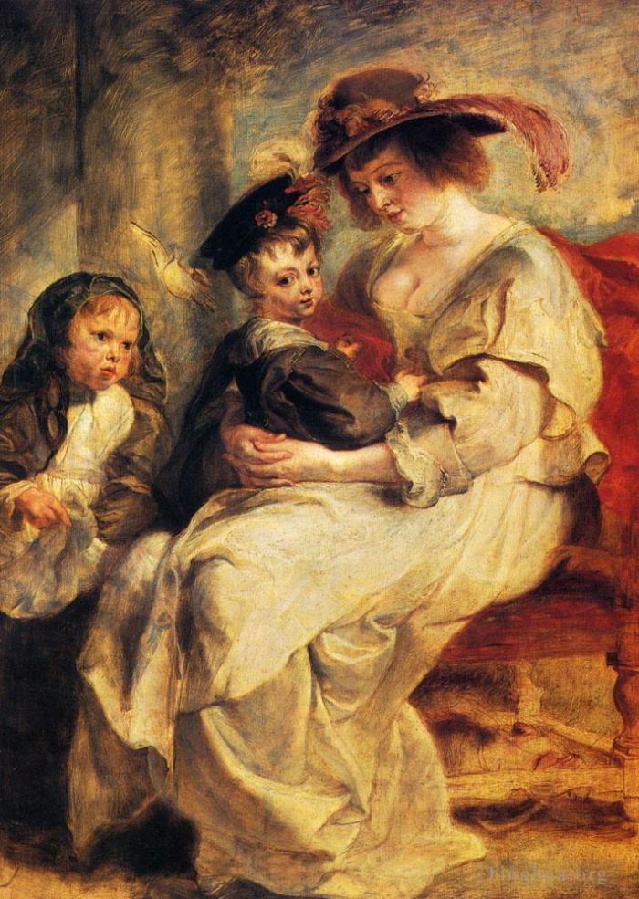Pierre Paul Rubens Peinture à l'huile - Peter Paul Hélène Fourment avec deux de ses enfants Claire Jeanne et François Rubens