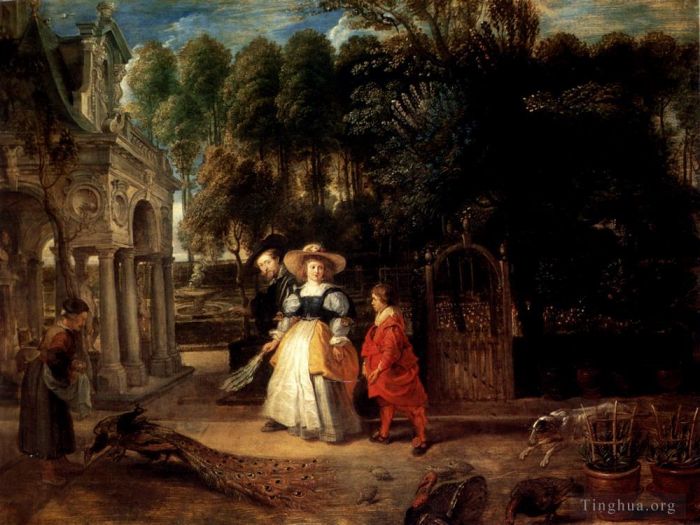 Pierre Paul Rubens Peinture à l'huile - Rubens dans son jardin avec Hélène Fourment
