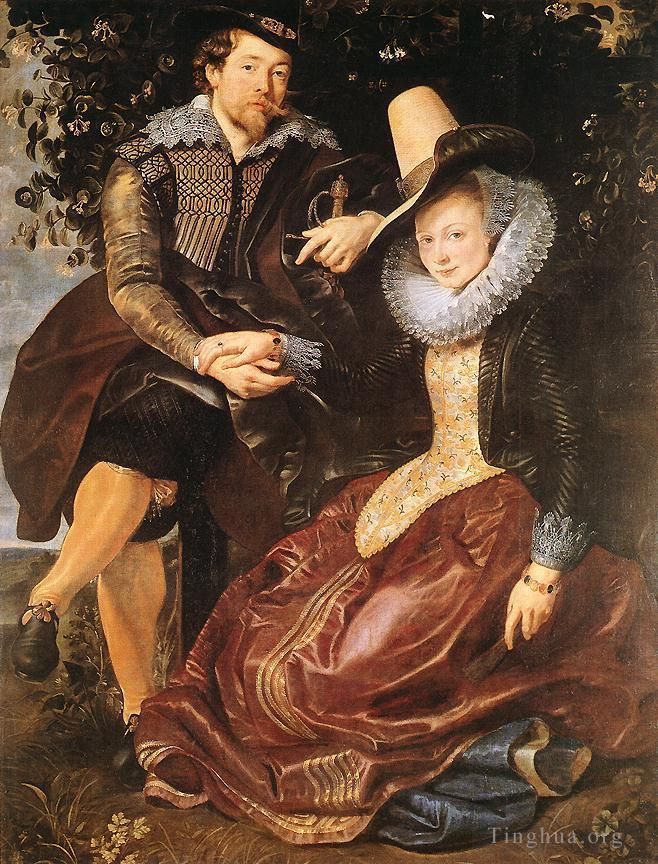 Pierre Paul Rubens Peinture à l'huile - L'artiste et sa première épouse Isabella Brant dans le Chèvrefeuille Bower baroque Rubens