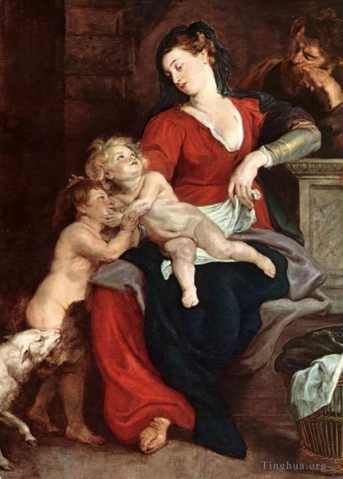 Pierre Paul Rubens Peinture à l'huile - La Sainte Famille avec le panier