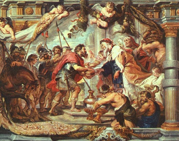 Pierre Paul Rubens Peinture à l'huile - La rencontre d'Abraham et de Melchisédek