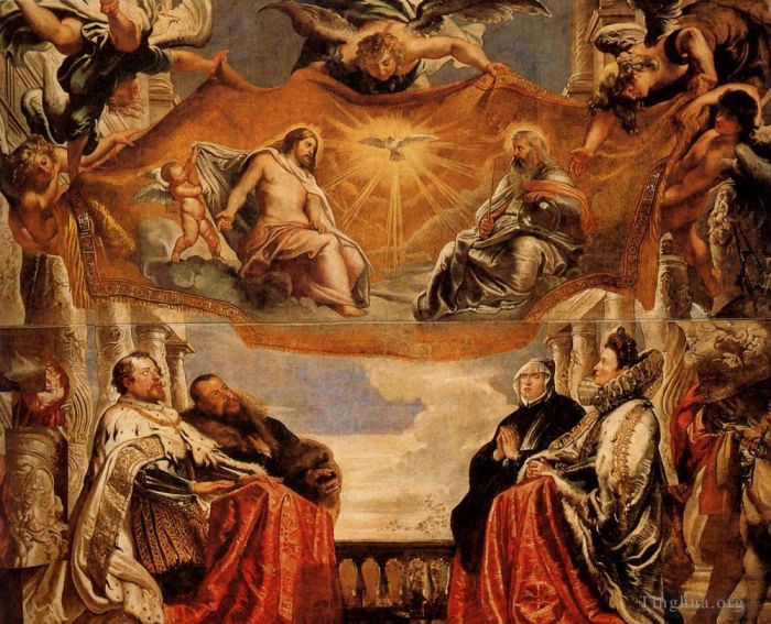 Pierre Paul Rubens Peinture à l'huile - La Trinité adorée par le duc de Mantoue et sa famille