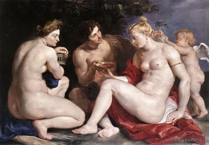 Pierre Paul Rubens Peinture à l'huile - Vénus Cupidon Bacchus et Cérès