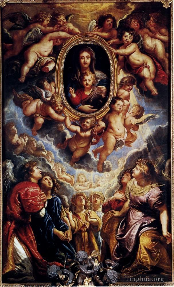 Pierre Paul Rubens Peinture à l'huile - Vierge à l'Enfant adorée par les anges