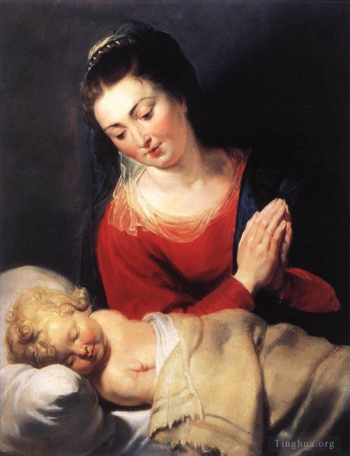 Pierre Paul Rubens Peinture à l'huile - Vierge en adoration devant l'Enfant Jésus