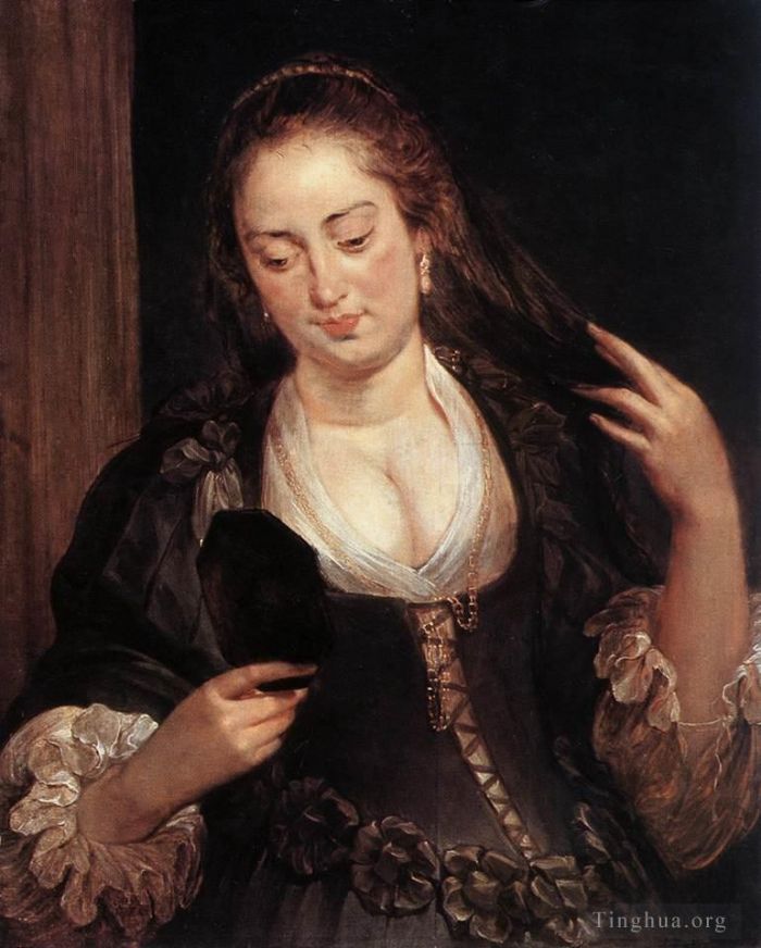 Pierre Paul Rubens Peinture à l'huile - Femme avec un miroir