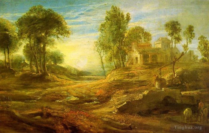 Pierre Paul Rubens Peinture à l'huile - Paysage avec point d'eau