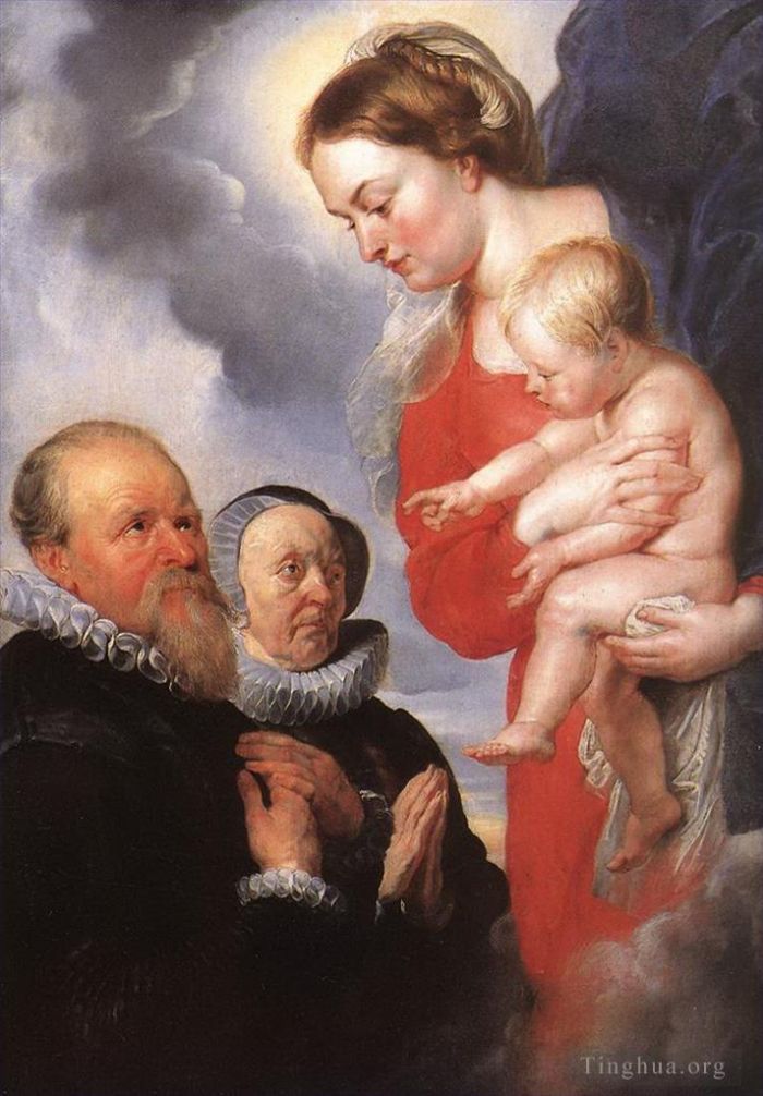 Pierre Paul Rubens Peinture à l'huile - Vierge à l'enfant avec les donateurs Alexandre Goubeau et son épouse Anne Antoni