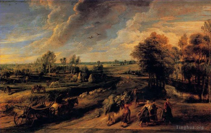 Pierre Paul Rubens Peinture à l'huile - Le retour des ouvriers agricoles des champs