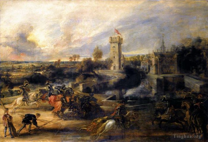 Pierre Paul Rubens Peinture à l'huile - Tournoi devant le château de Steen 1637