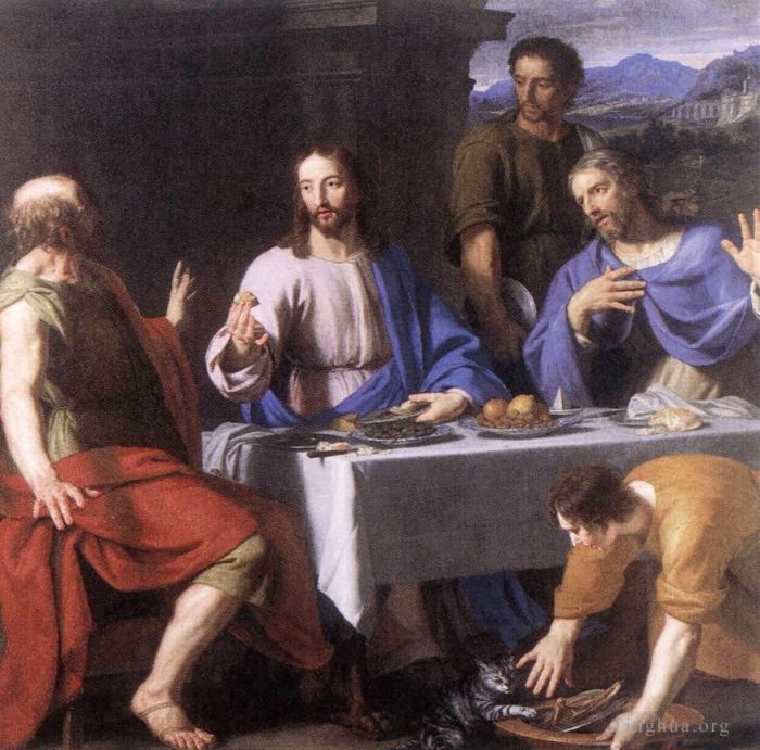 Philippe de Champaigne Peinture à l'huile - La Cène à Emmaüs