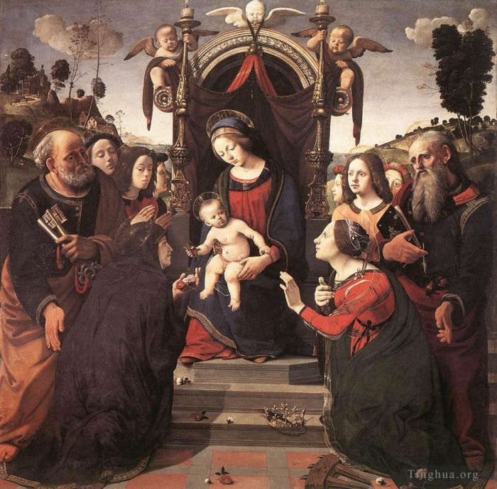Piero di Cosimo Peinture à l'huile - Mariage mystique de Sainte Catherine d'Alexandrie