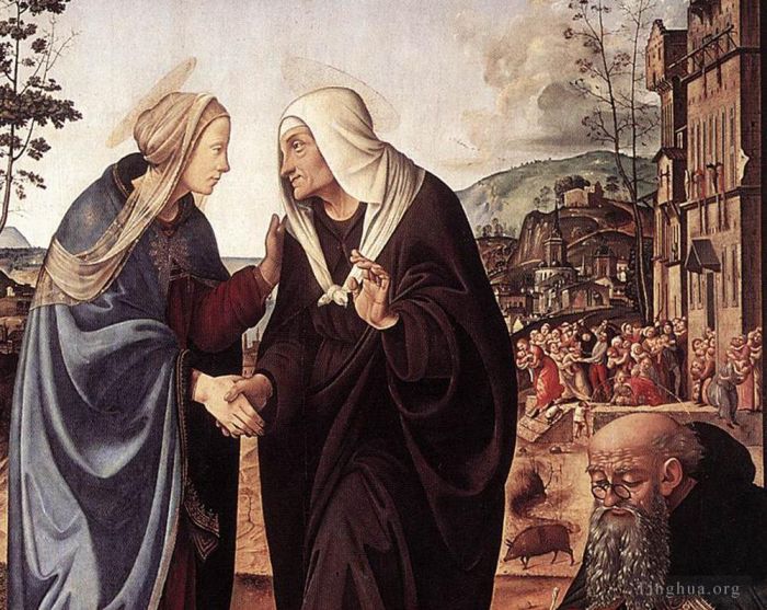 Piero di Cosimo Peinture à l'huile - La Visitation des saints Nicolas et Antoine 148dt1