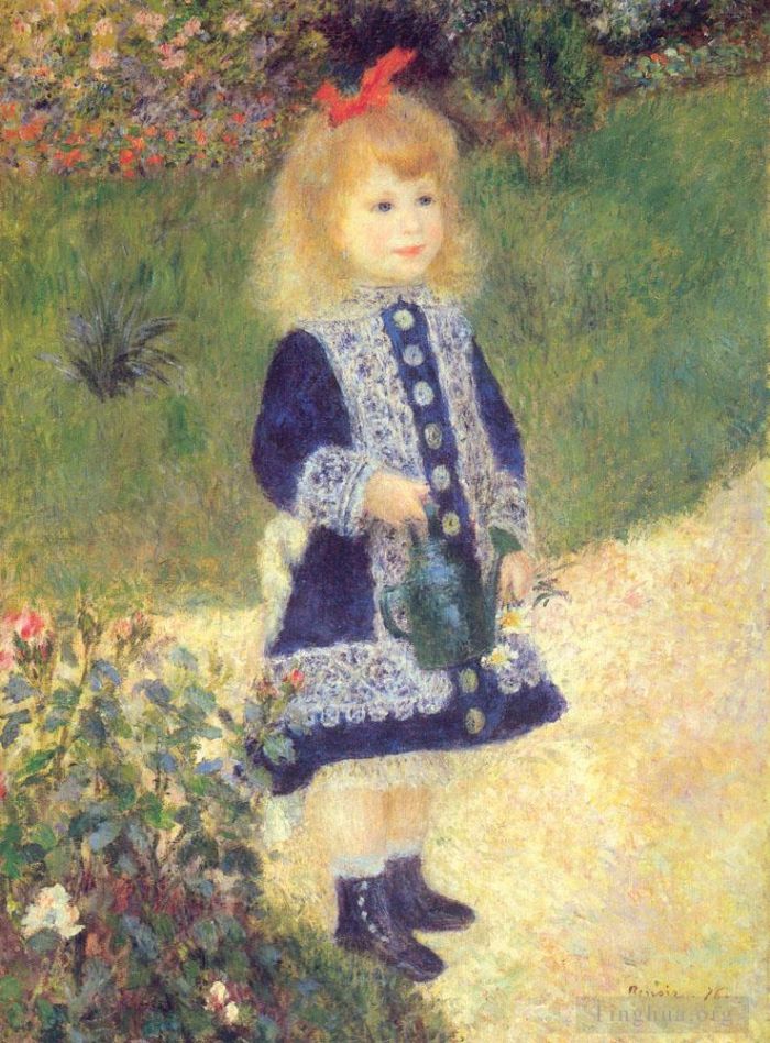 Pierre-Auguste Renoir Peinture à l'huile - Une fille avec un arrosoir