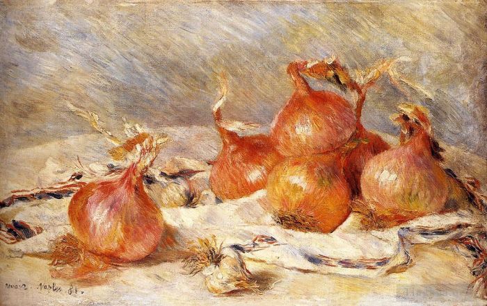 Pierre-Auguste Renoir Peinture à l'huile - Henry Oignons nature morte